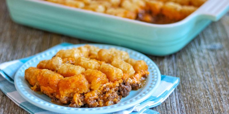 Tater Tot Casserole with Cream-of-Something Soup
