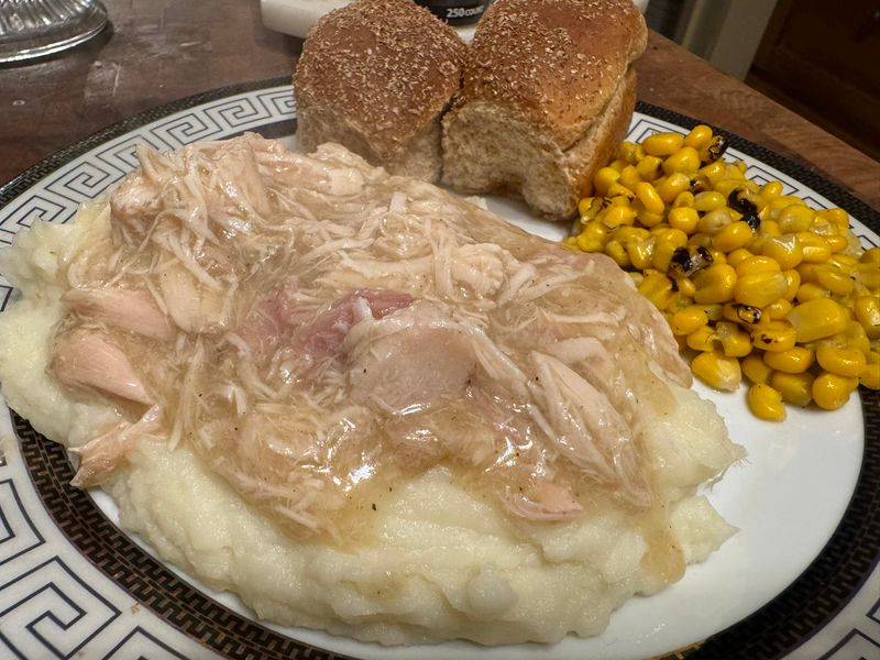 Turkey Gravy Over Instant Mashed Potatoes
