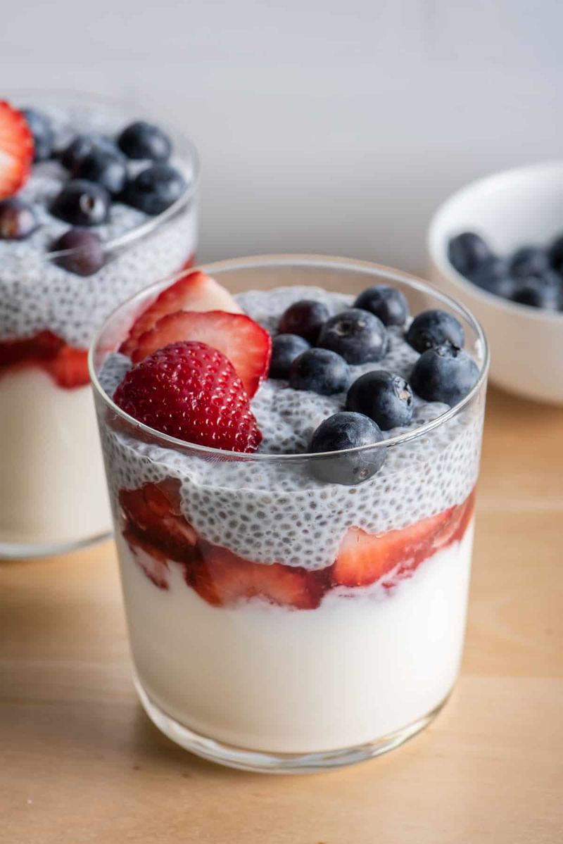 Plain Greek Yogurt with Chia Seeds and Berries