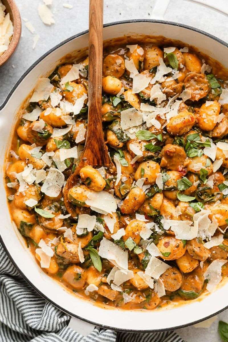 Sweet Potato Gnocchi + Italian Chicken Sausage + Spinach
