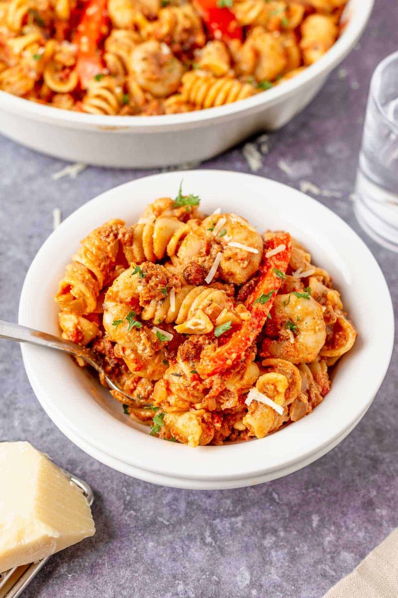“Cajun” Sausage Pasta Bakes