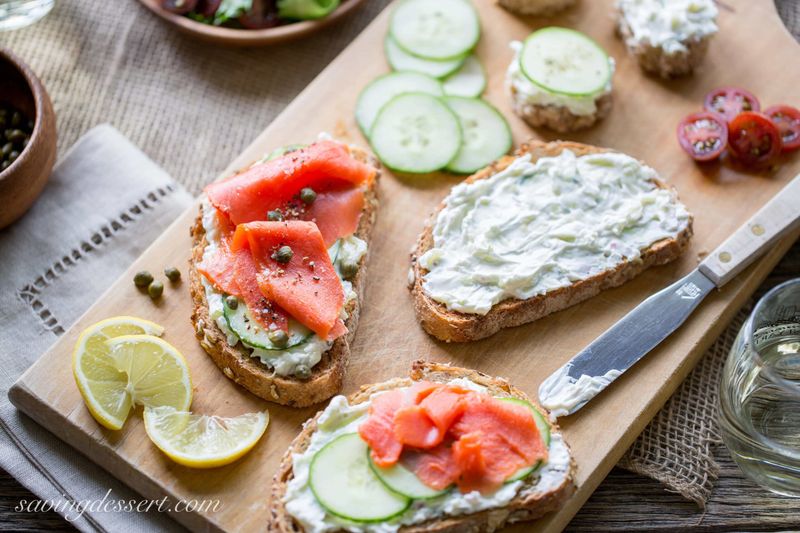 Smoked Salmon with Cream Cheese and Cucumber