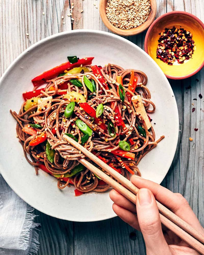 Cold Soba Noodle Salad with Sesame Dressing