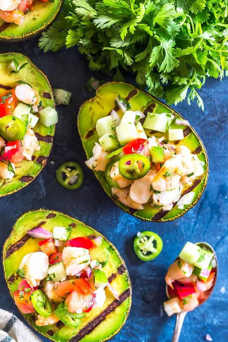 Avocado Halves with Salsa & Lime