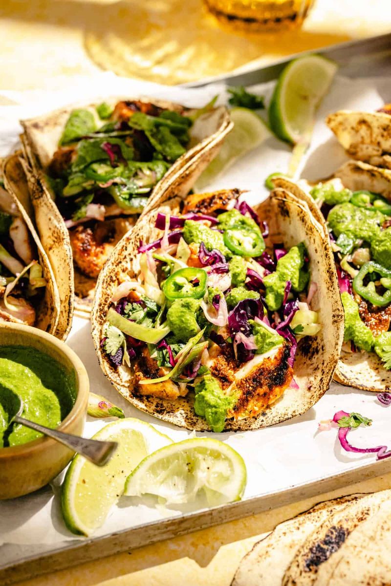 Fish Tacos with Cilantro-Lime Slaw