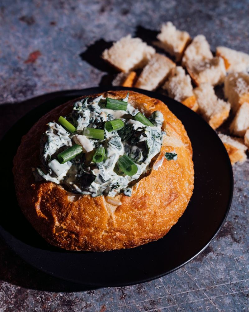 Spinach Dip in a Bread Bowl