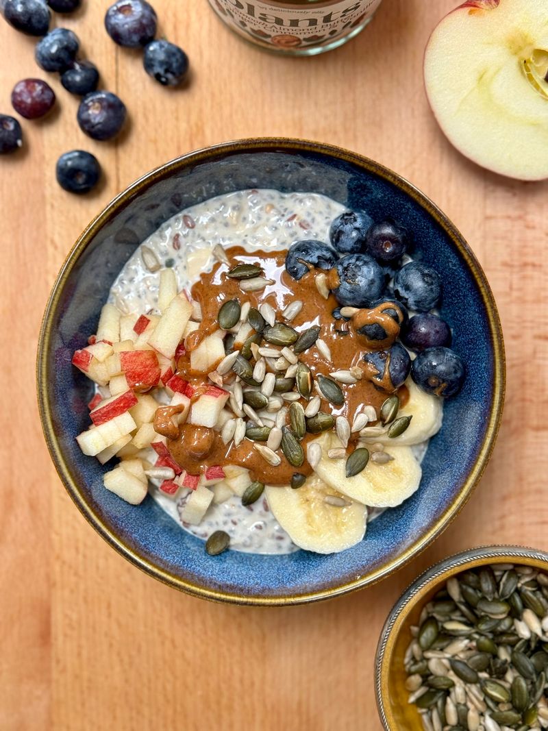 Plain Kefir with Ground Flax & Pumpkin Seeds