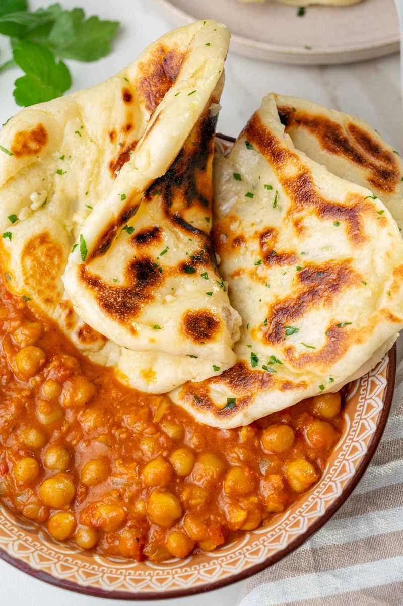 Channa Masala + Garlic Naan + Greek Yogurt