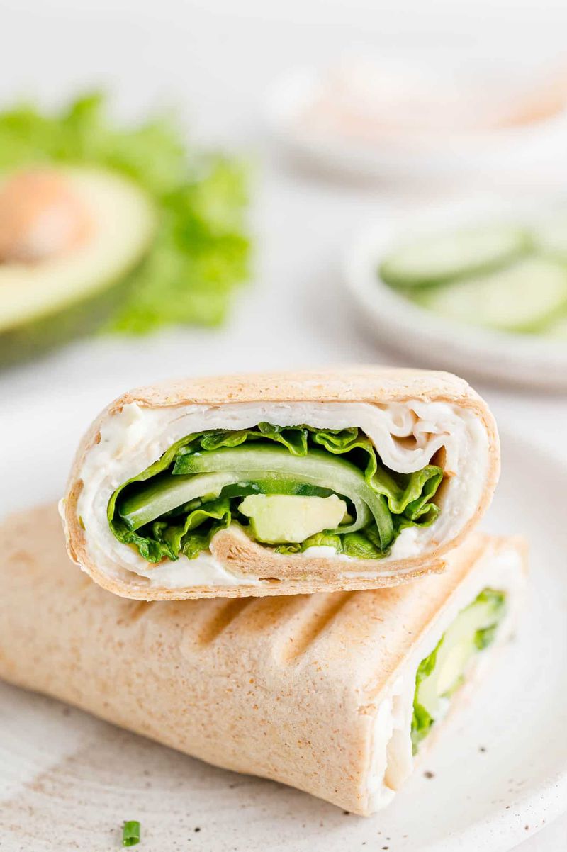 Deli Meat Wraps on White Tortillas