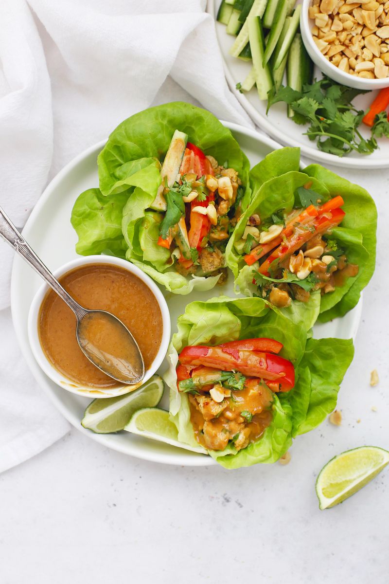 Thai Peanut Chicken Lettuce Wraps