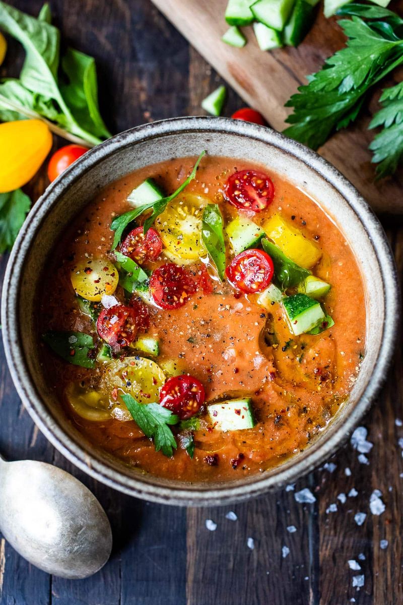 Gazpacho with Crusty Whole Grain Bread