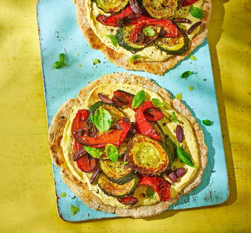 Grilled Veggie and Hummus Flatbreads