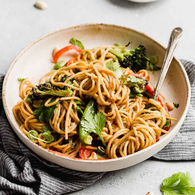 Spicy Peanut Noodles with Broccoli