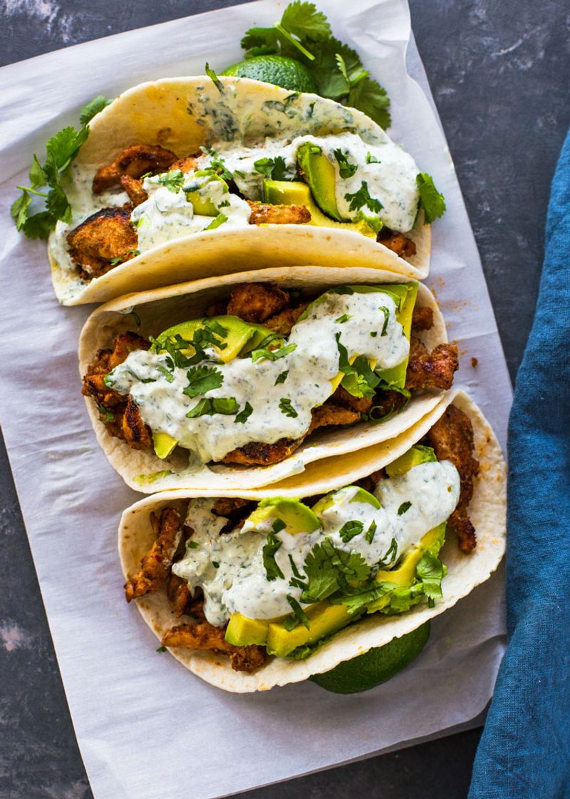 Chicken Tacos with Avocado Crema
