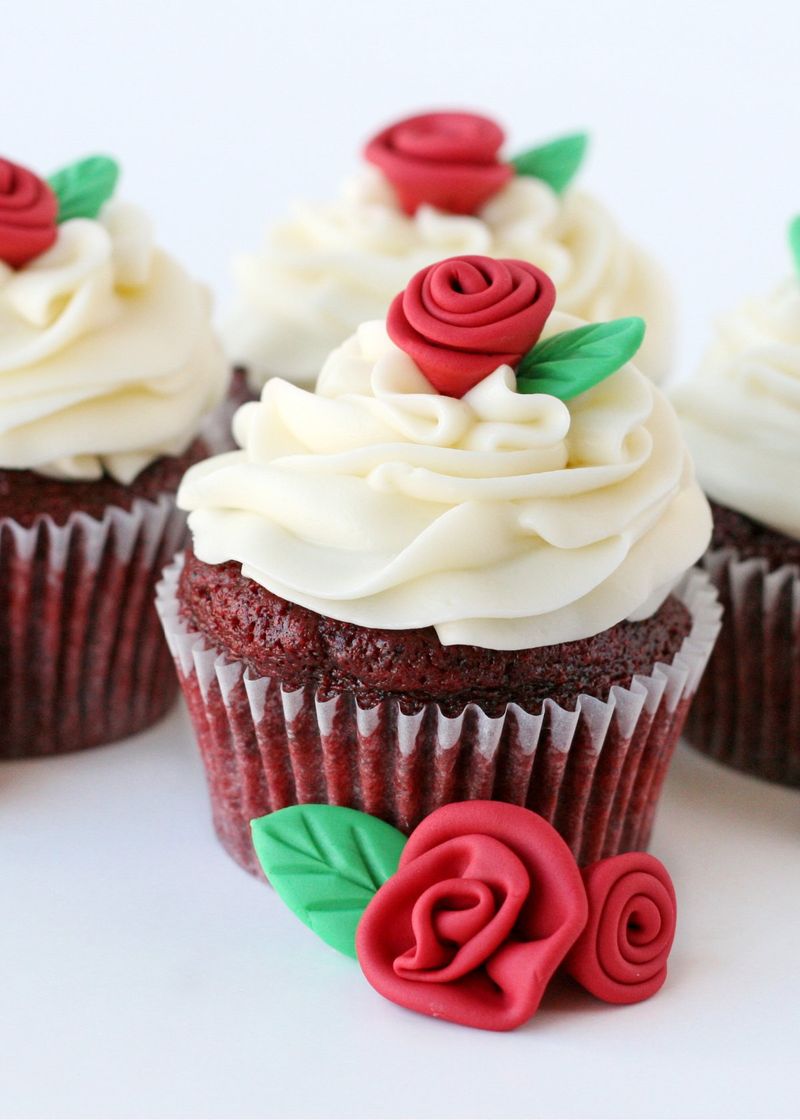 Red Velvet Rose Cupcakes