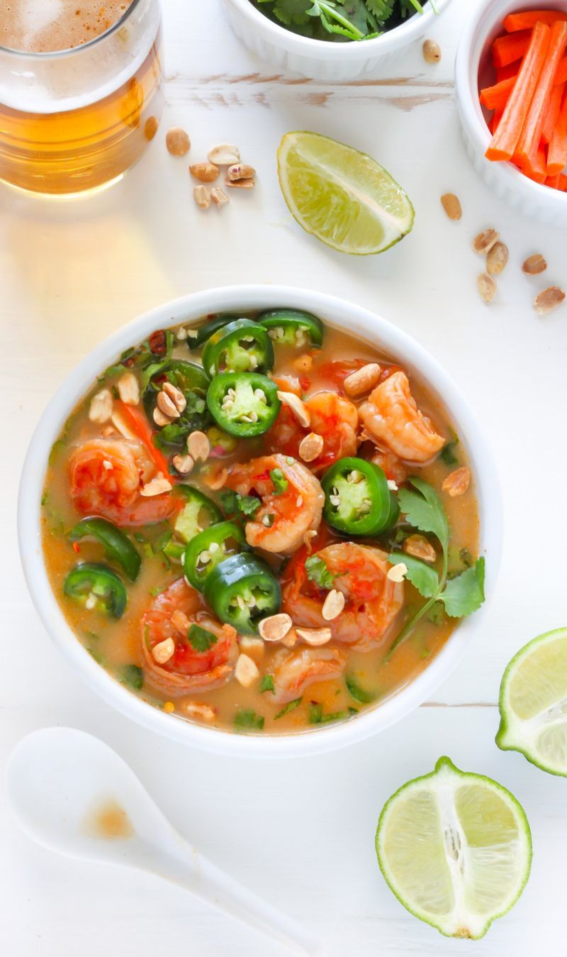 Spicy Thai Coconut Shrimp Soup (Tom Yum or Tom Kha)