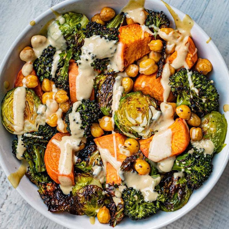 Leftover Grain Bowl with Salmon, Chickpeas, and Leafy Greens
