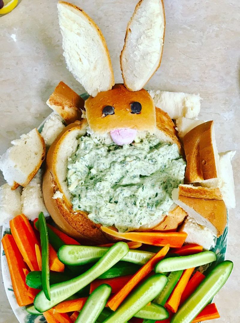 Bunny Bread with Spinach Dip