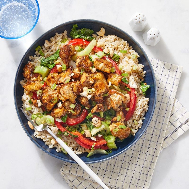 Tofu Stir-Fry with Brown Rice and Cashews