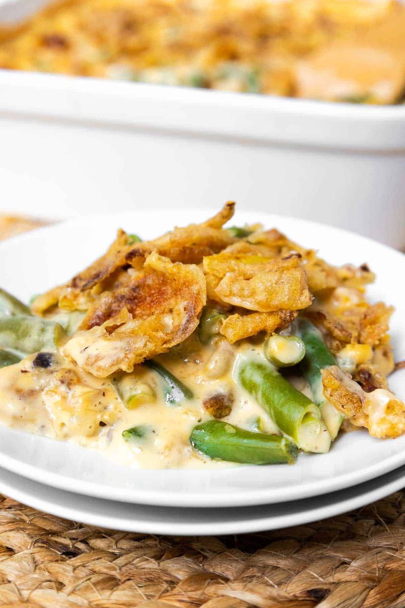 Canned Green Bean Casserole with Velveeta