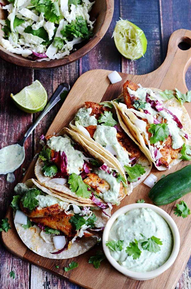 Blackened Fish Tacos with Cabbage Slaw
