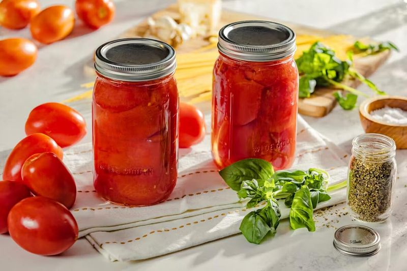 Glass Jar Canned Goods (or BPA-Free Lined Cans)