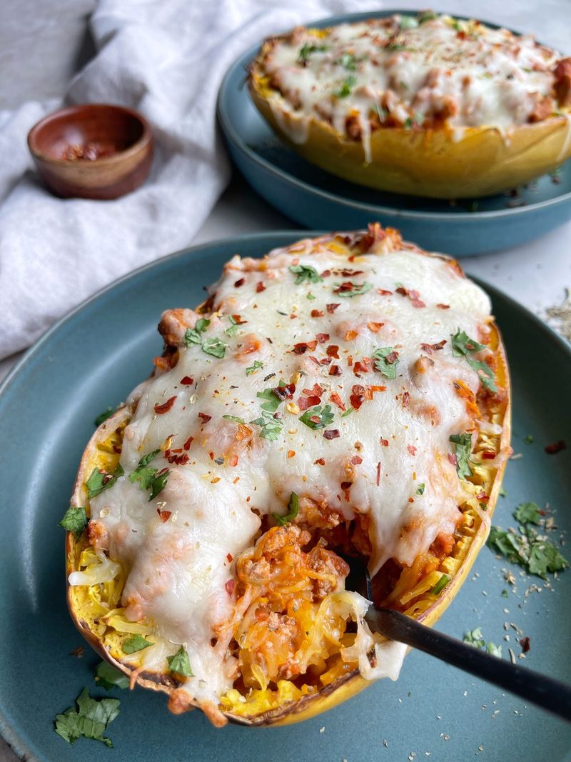 Spaghetti Squash with Turkey Meat Sauce