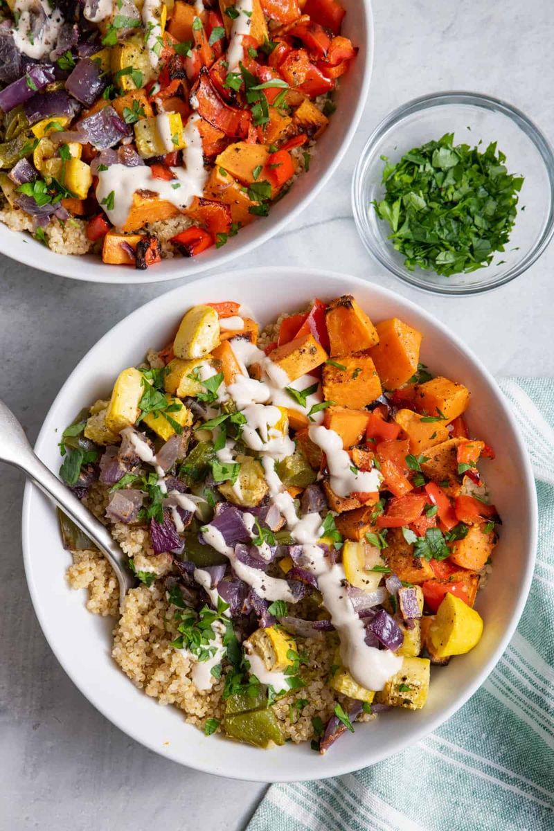 Veggie-Loaded Quinoa Bowl with Lemon-Tahini Dressing