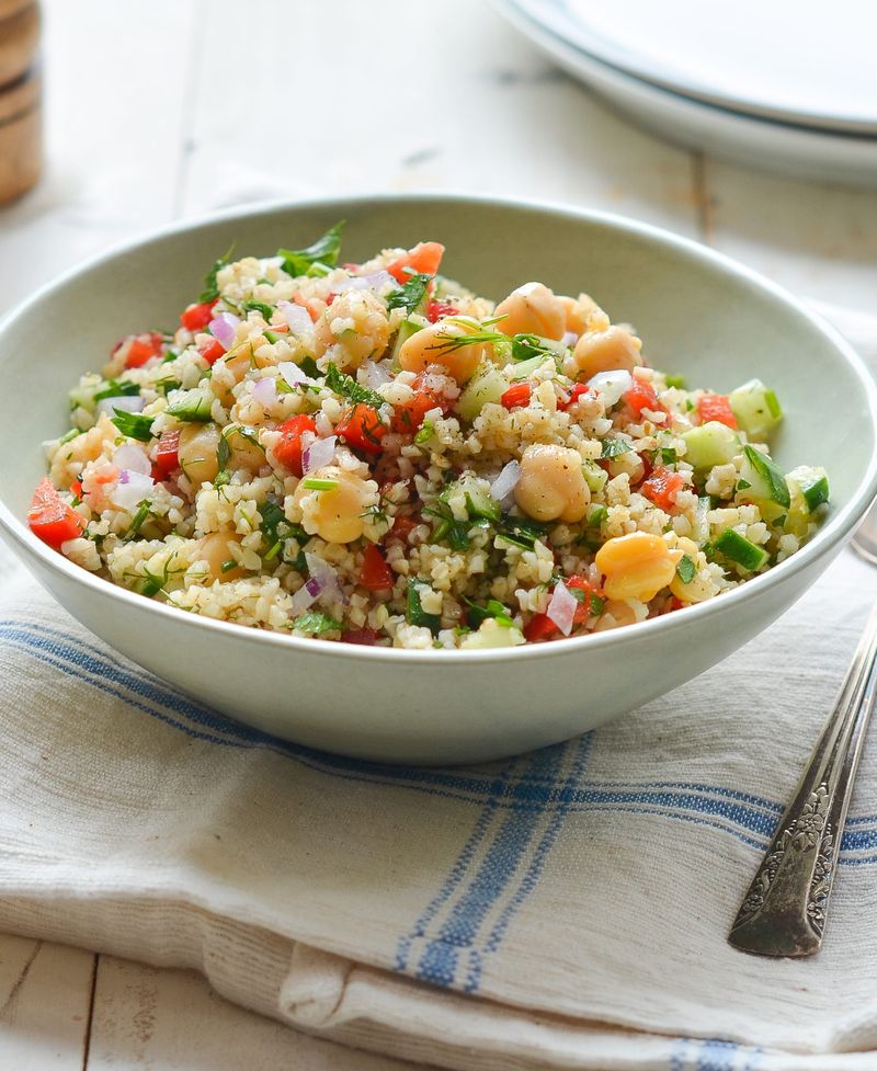 Tomato-Cucumber Bulgur Bowl with Herbs and Lemon