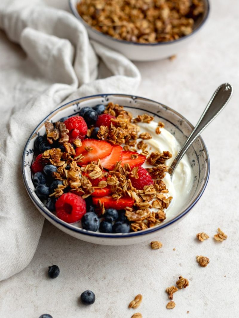 Plain Greek Yogurt with Fresh Berries and Cinnamon
