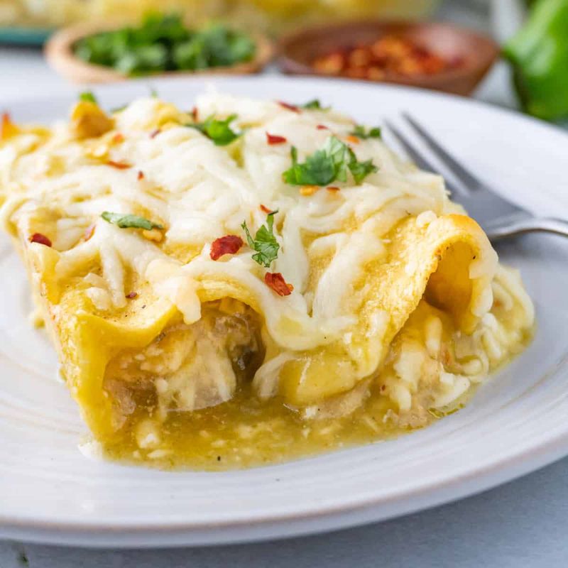 Chicken Enchiladas with Green Chile Sauce