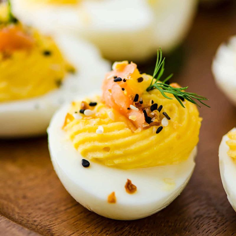 Smoked Salmon Deviled Eggs with Dill and Lemon Zest