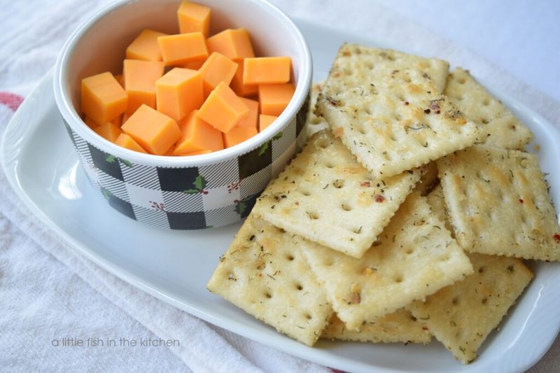 Kraft Singles on Saltine Crackers