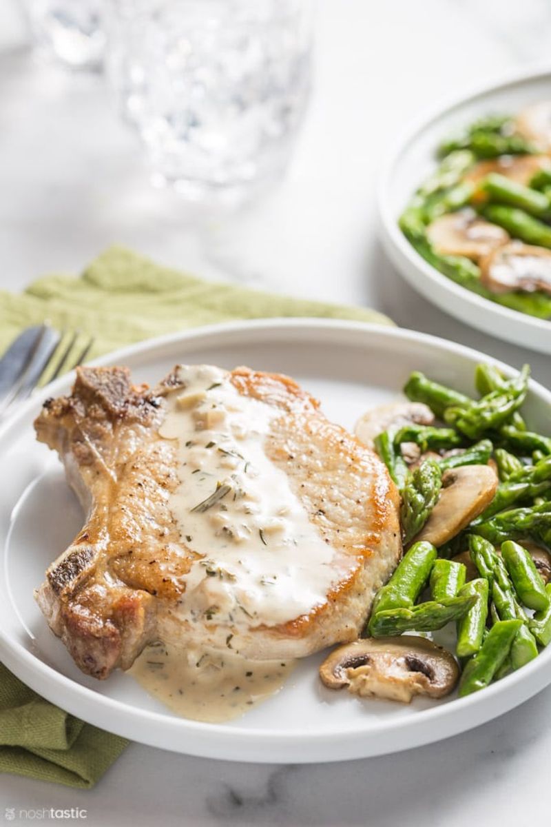 Grilled Pork Chops with Dijon Cream Sauce