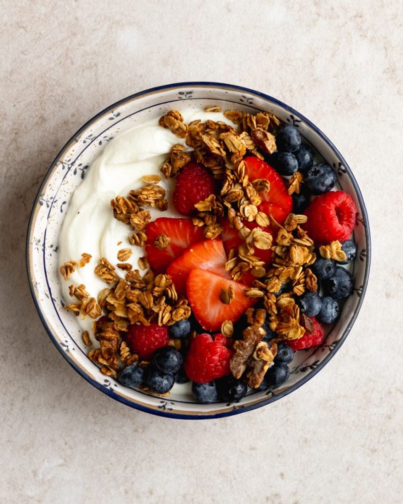 Greek Yogurt Bowl with Berries, Chia Seeds, and Nuts