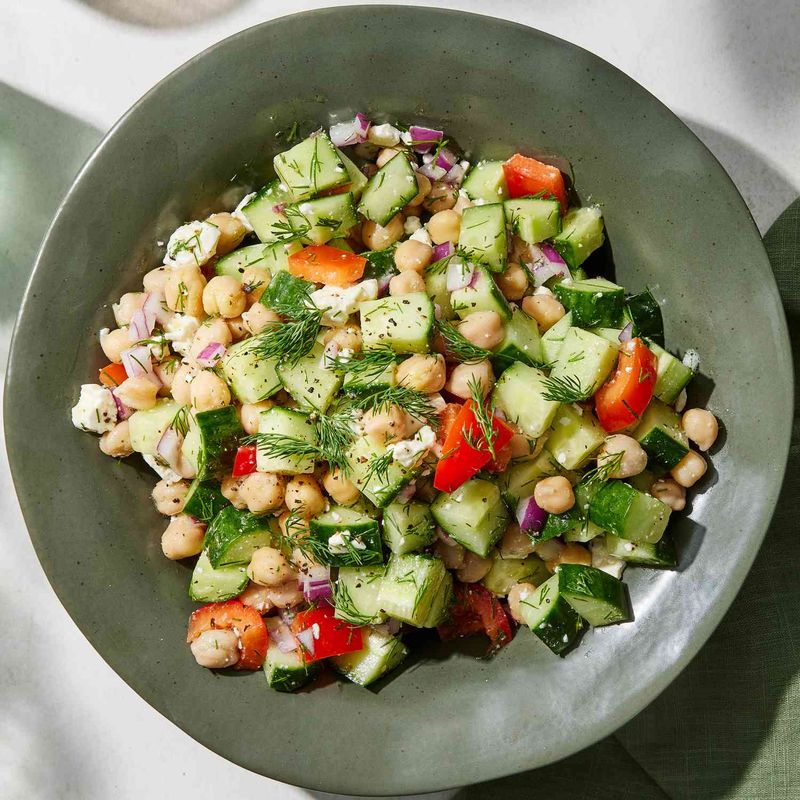 Chickpea Salad with Cucumber and Feta