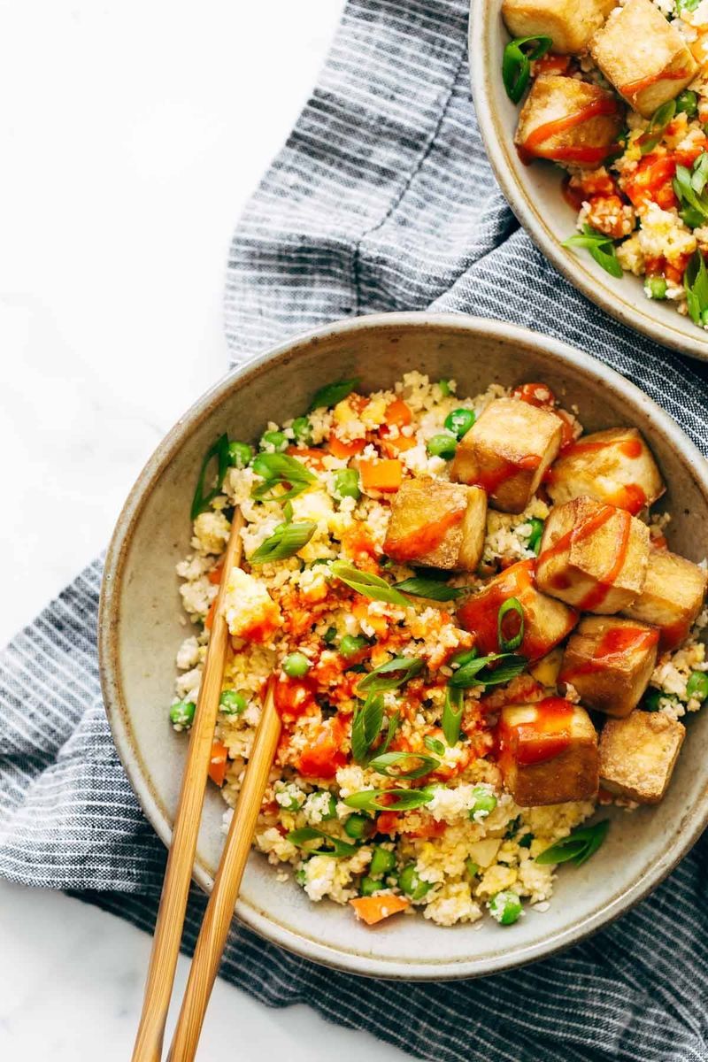 Cauliflower Rice Stir-Fry with Tofu or Shrimp