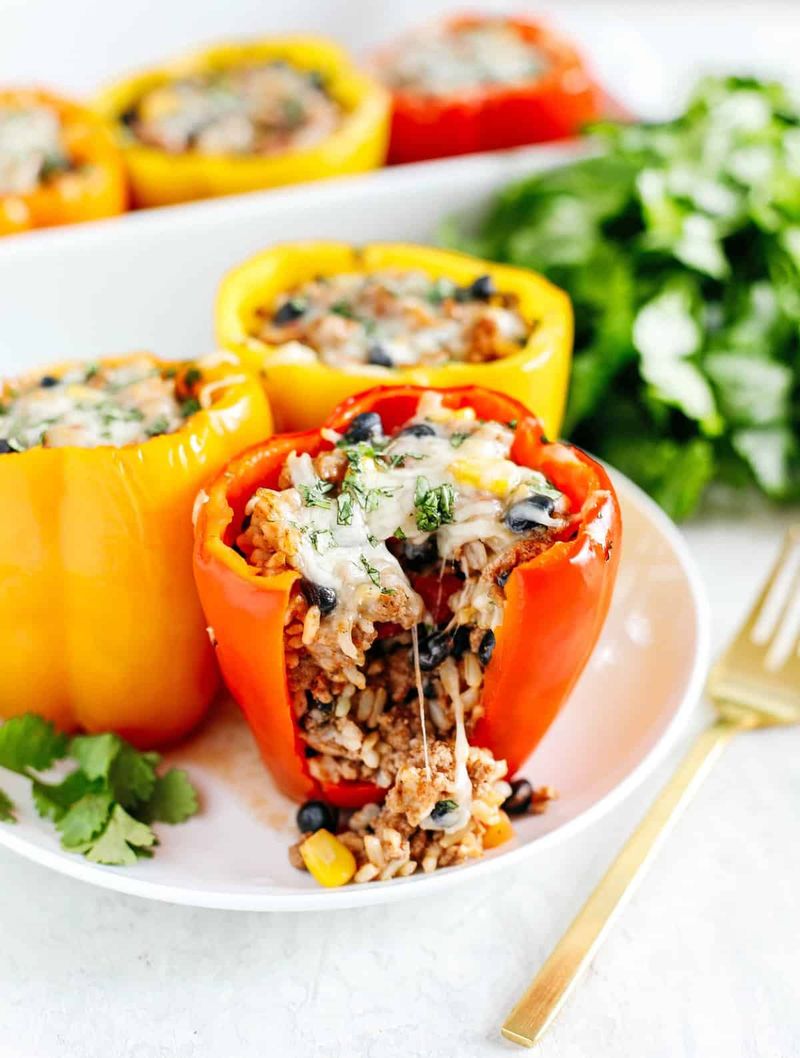 Stuffed Bell Peppers with Brown Rice & Black Beans