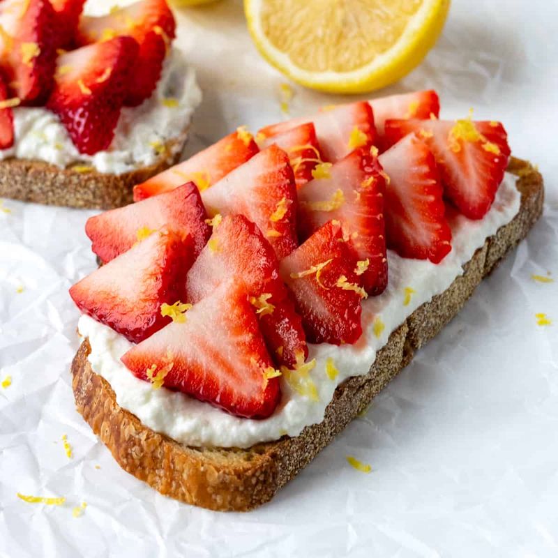 Ricotta Cheese with Strawberries & Slivered Almonds