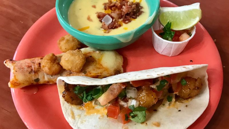 Tacos from the “Mexican” Station
