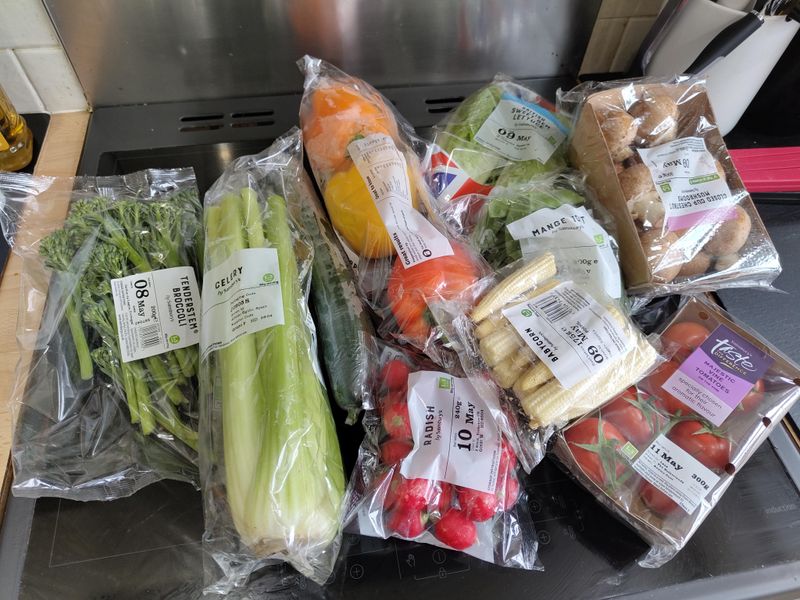 Vegetables Packaged in Plastic