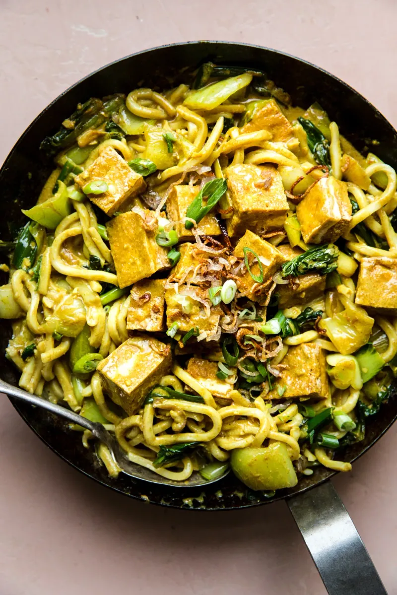 Coconut Curry Noodles with Crispy Tofu