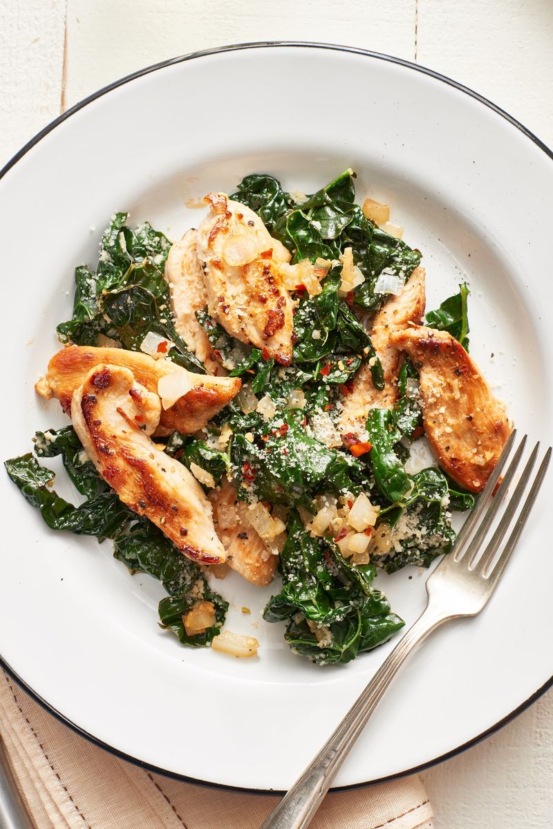 Leftover Roast Chicken + Sautéed Kale