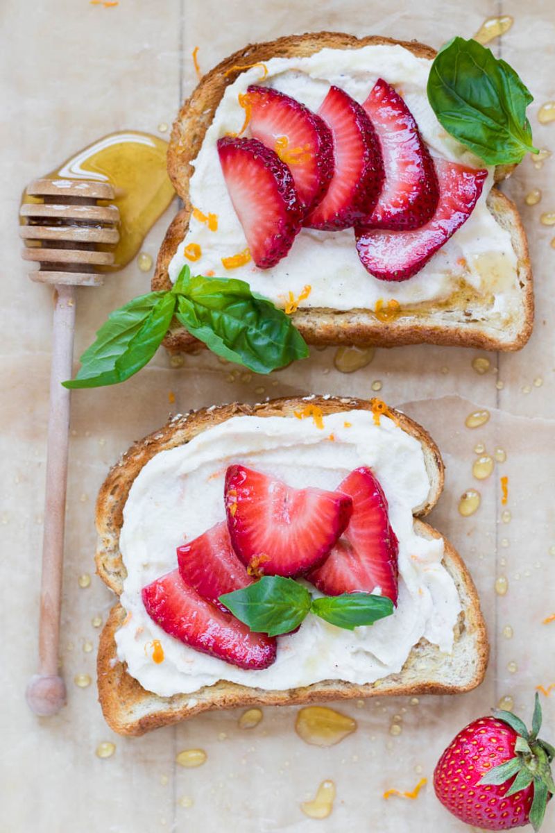 Ricotta Toast with Honey & Strawberries