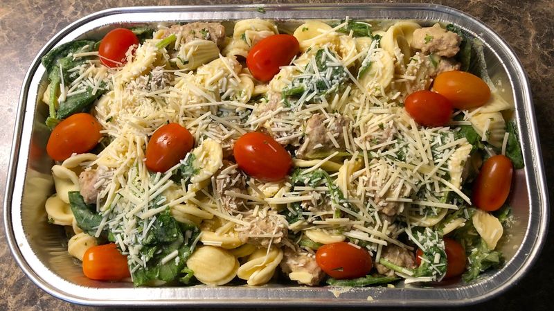 Italian Sausage & Pasta in Garlic Wine Sauce