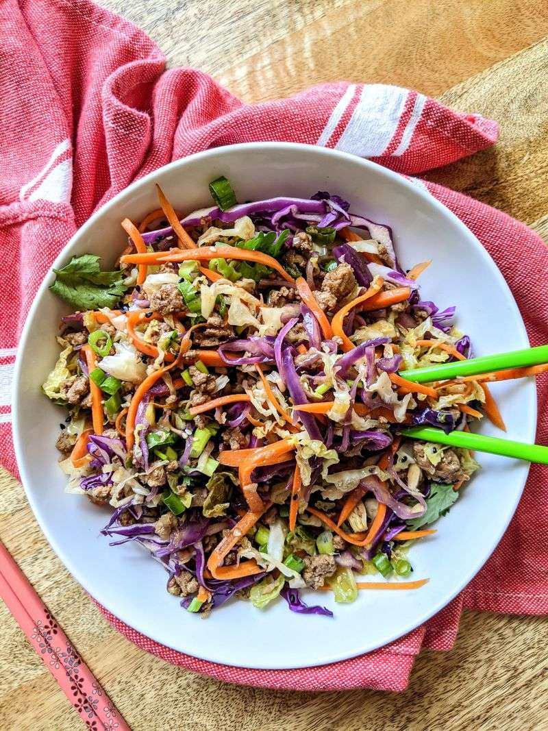 Egg Roll in a Bowl with Cabbage and Carrots