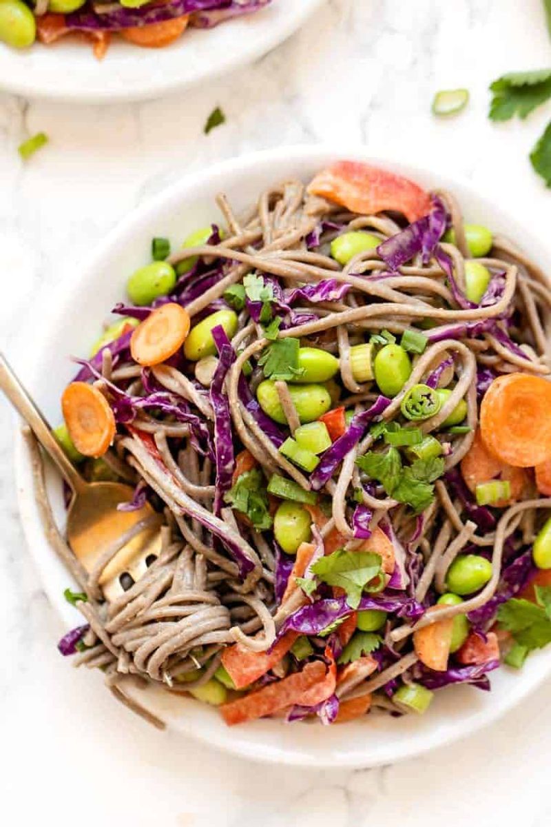 Chilled Soba Noodle Salad with Edamame and Cabbage