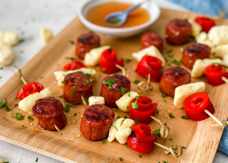 Cheese and Sausage Skewers