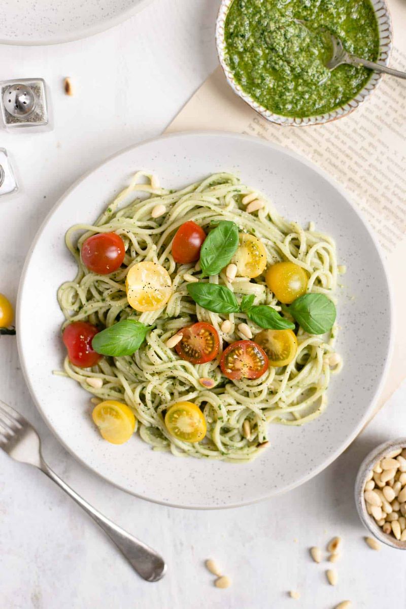 Pesto Pasta with Cherry Tomatoes
