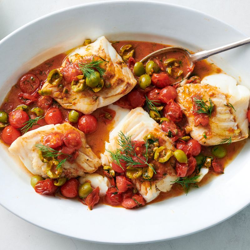 Baked Cod with Olives and Tomatoes